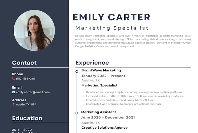 professionally design, format, and redesign your resume or CV